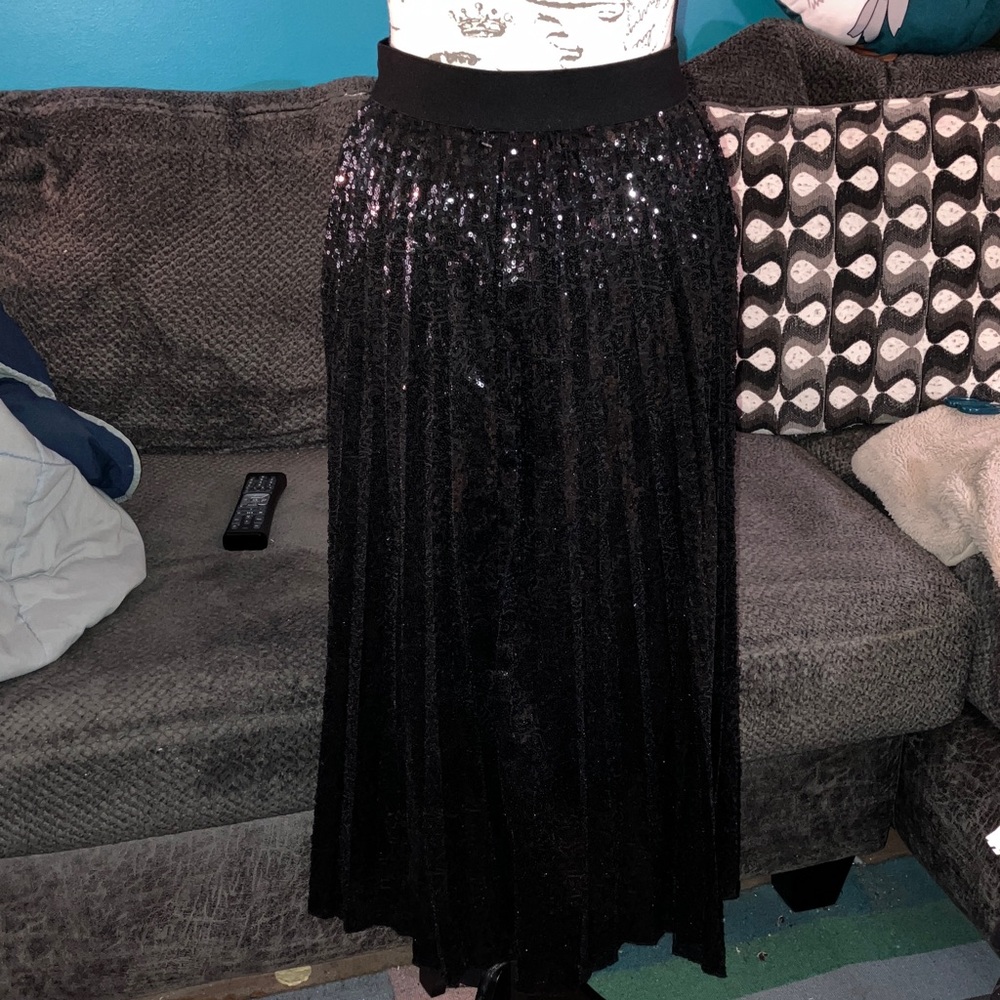 NWT Simply Vera Vera Wang Pleated Sequin Skirt, X-Small - Picture 3 of 7